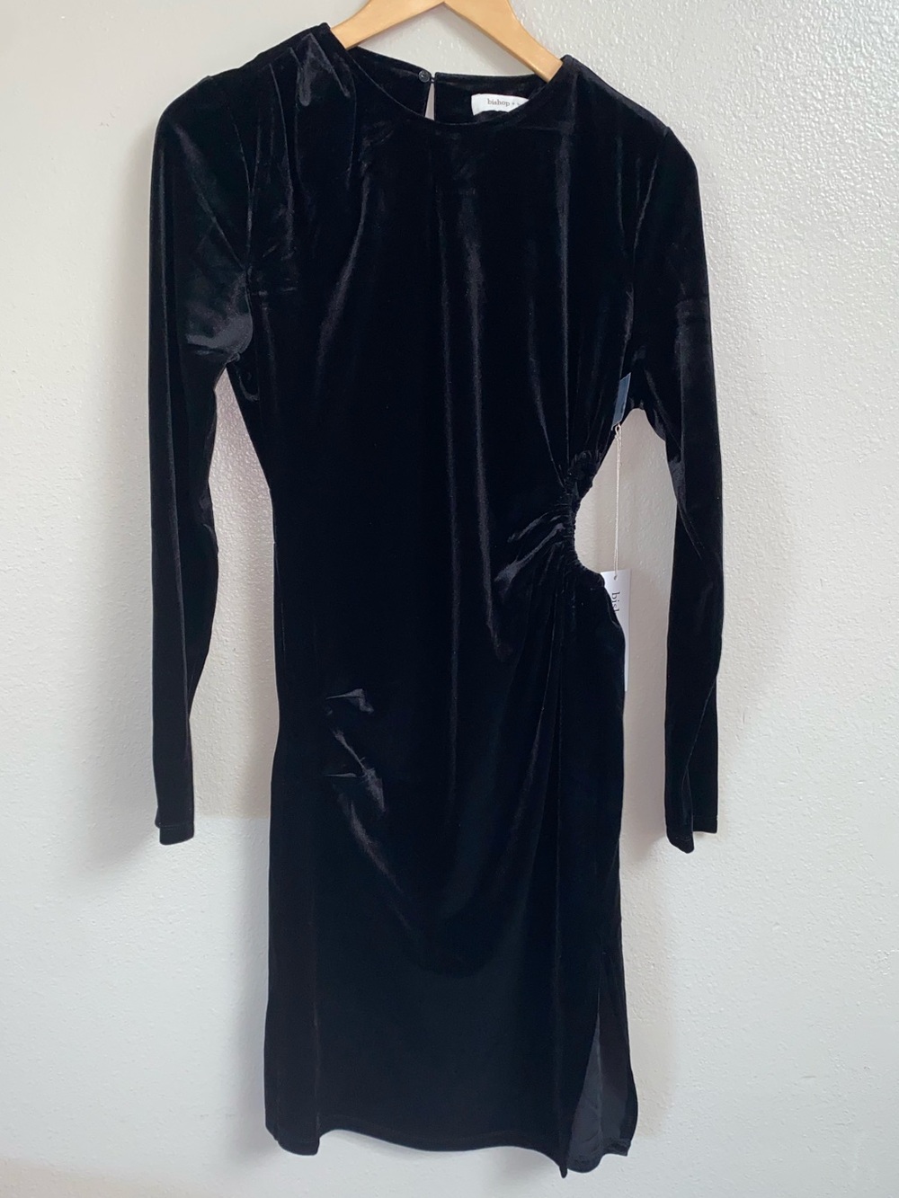 NWT Bishop + Young Black Velvet Long Sleeve Cutout Dress Size M